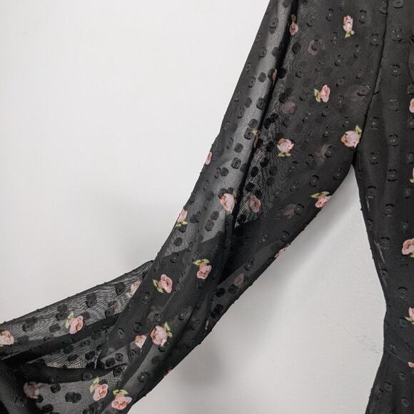 WAYF Black Long Sleeve Ruffle Bib Mini Dress S - Picture 11 of 12